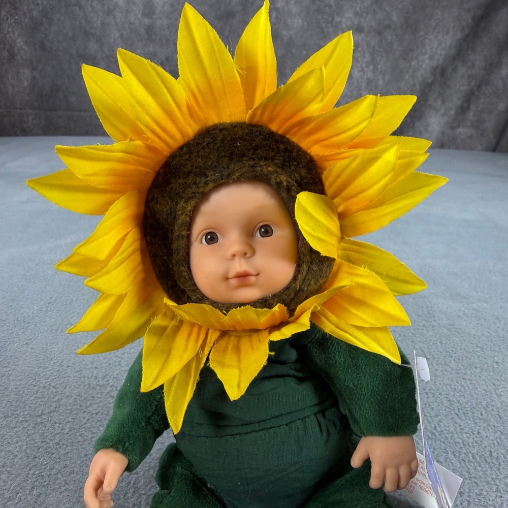 Anne Geddes Baby Sunflowers Bean Filled Plush Doll 2001 Unimax Toys 525991